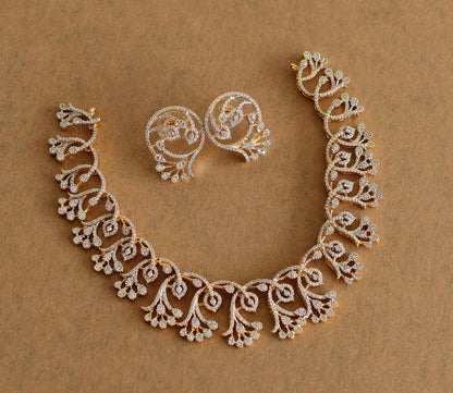 Two tone white floral necklace set dj-51978