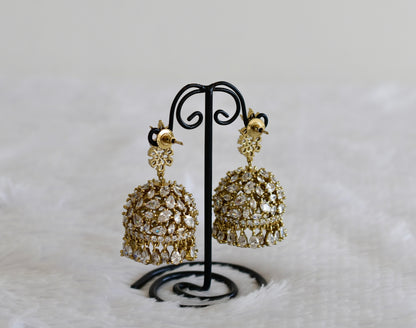 Antique gold tone white floral big jhumkka dj-52556