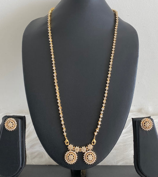 Gold tone white stone mangalyam/haar set dj-54807