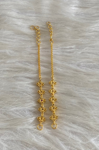 Gold tone white stone ear side chain dj-54890