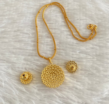 Gold tone 18 inches chain with white stone round pendant set dj-54030