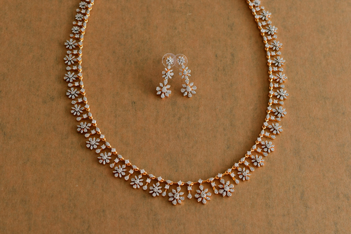 Two tone cz white flower haar set dj-51982