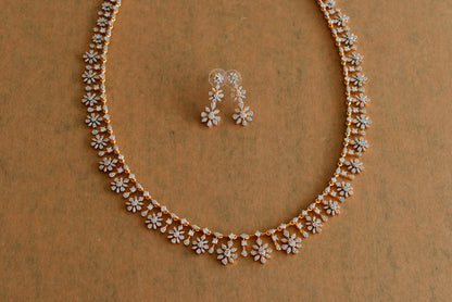 Two tone cz white flower haar set dj-51982