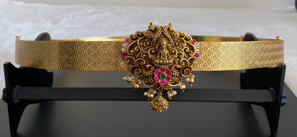 Matte finish pink-green-white kundan jadau lakshmi peacock waist belt dj-53471