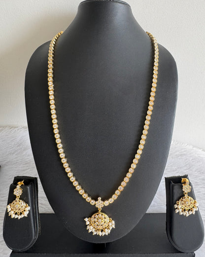 Gold tone AD white South Indian style haar set dj-51678