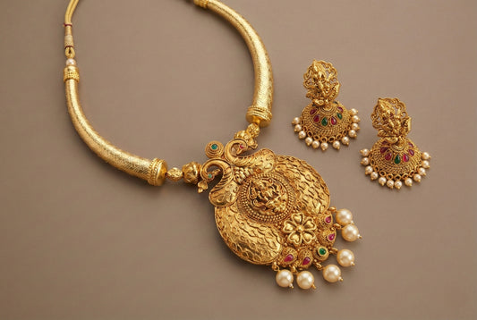 Unique Designer Antique Lakshmi Kante Necklace Set-dj07367