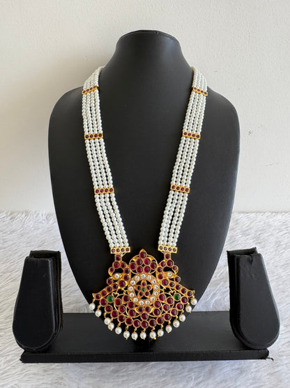 Gold tone precious kemp-green-white pearl peacock haar dj-52262