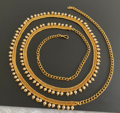 Antique gold tone pearl hip/waist chain dj-53209