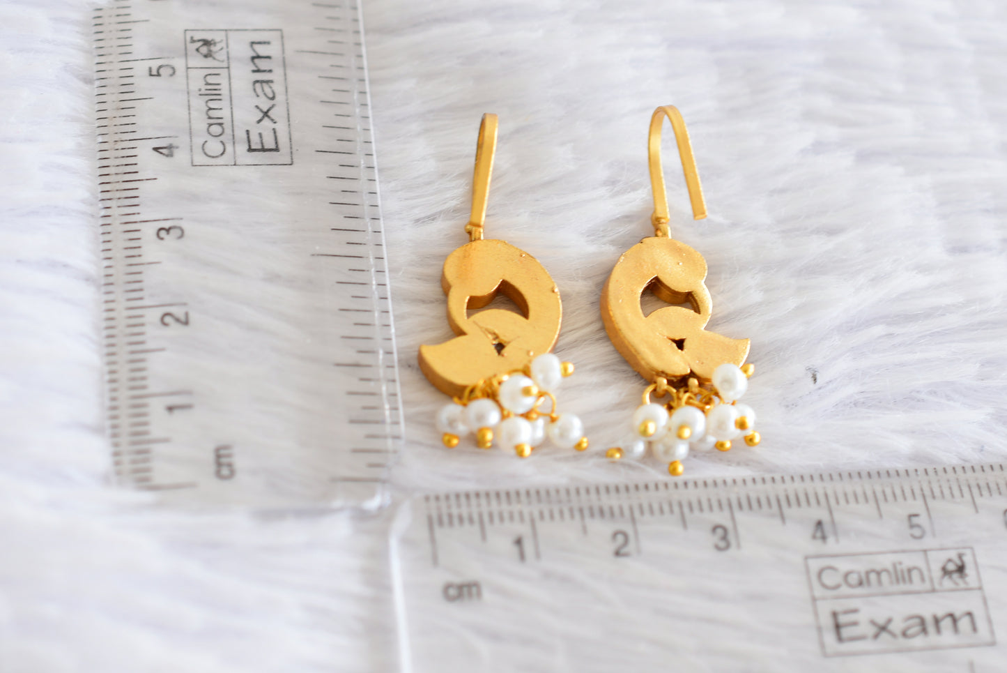 Gold tone pink-green-white kundan jadau peacock bugadi earrings dj-52476