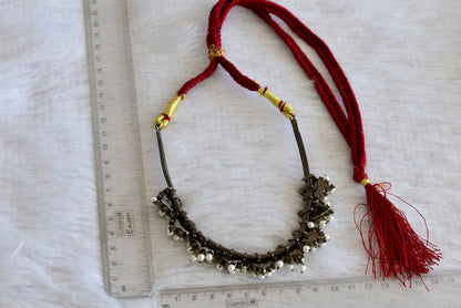 Black finish precious kemp-green pearl necklace dj-52508