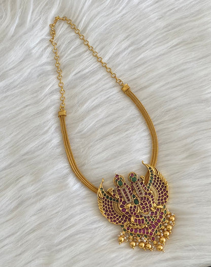 Antique gold tone kemp-green lakshmi-mahavishnu necklace dj-53849