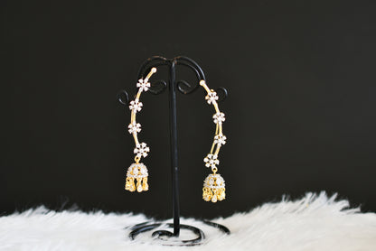 Two tone cz white slide-on flower jhumkka dj-52559