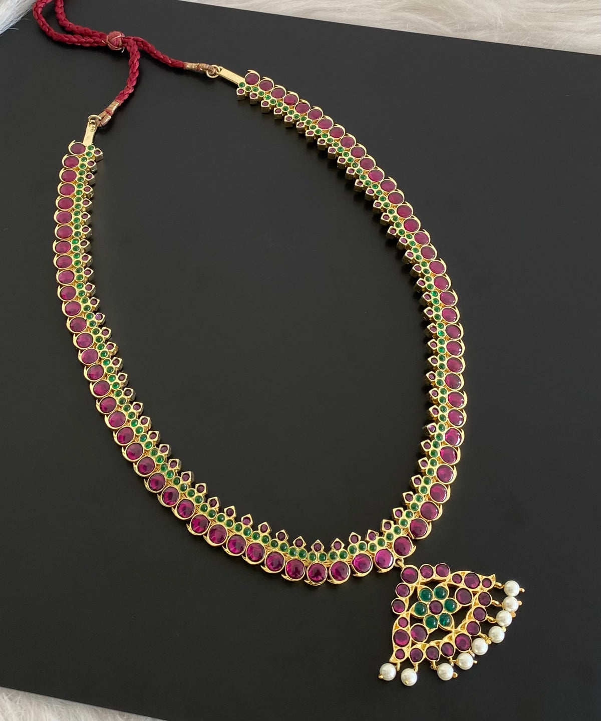 Gold tone precious kemp-green pearl mango haar dj-54861