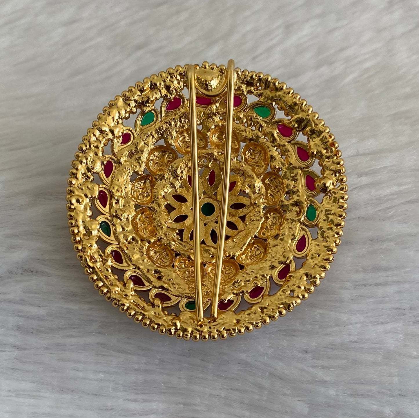 Antique gold tone kemp-green round hair jewel(rakodi)dj-53617
