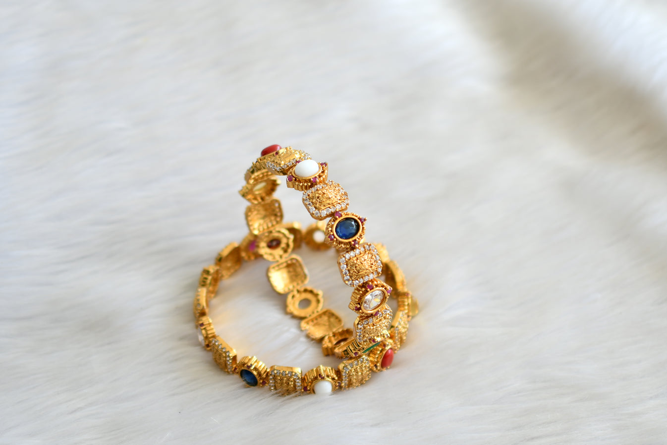 Matte finish navarathna Ram parivar bangles(2.4) dj-52201