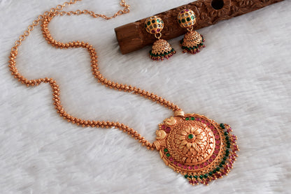 Gheru finish Kemp-green peacock necklace set dj-52207