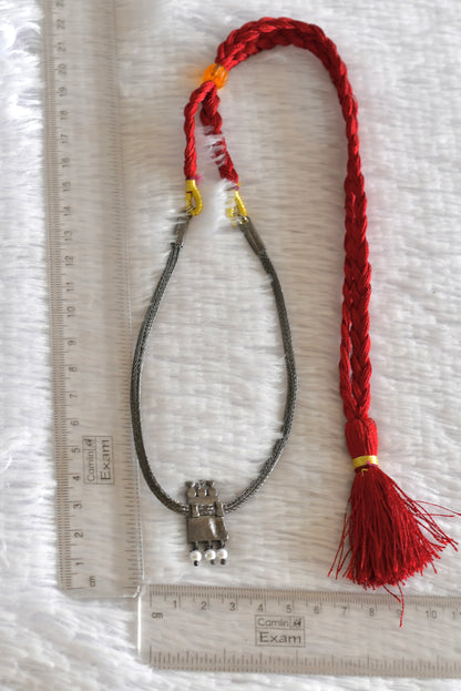 Black finish precious kemp-green pearl poothali necklace dj-52276