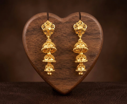 Gold tone flower screw back step jhumkka- dj52883