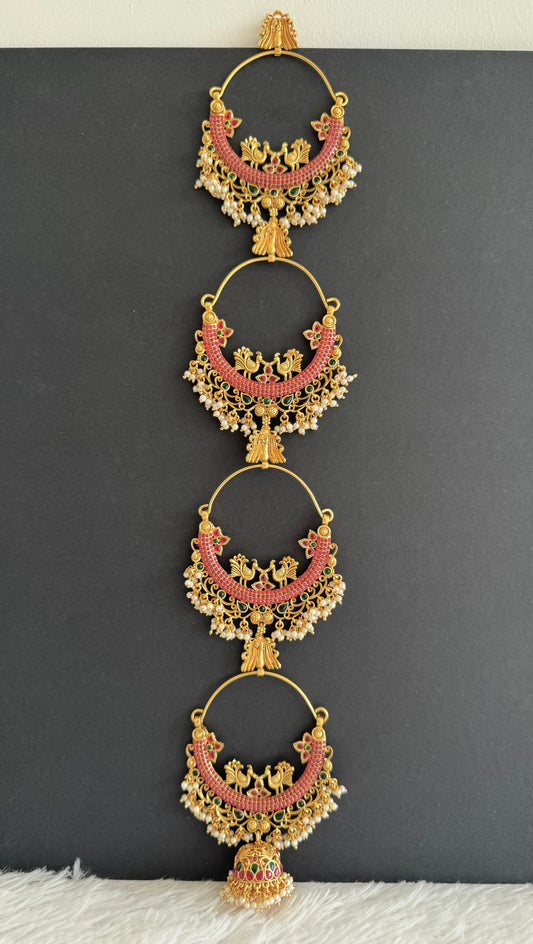 Matte finish kemp-green pearl peacock hair jewel dj-52031