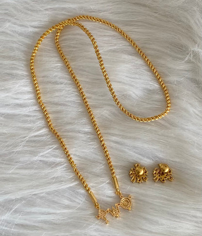Gold tone 24 inches chain with shanku-nama-chakra pendant set dj-54311