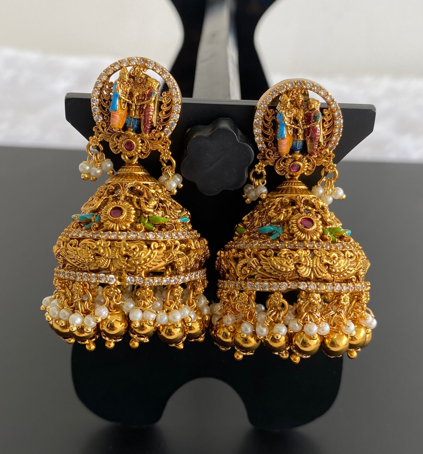 Matte finish srinivasa kalyana with meenakari work bridal set dj-53137