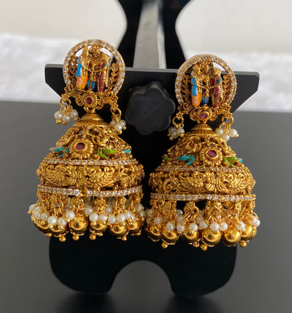 Matte finish srinivasa kalyana with meenakari work bridal set dj-53137