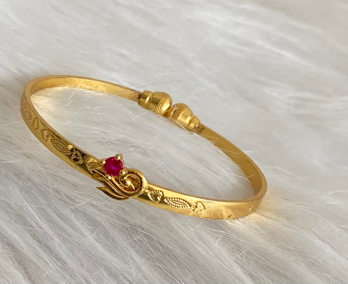 Gold tone ruby peacock openable kada/bangle(2.4) Dj-53830