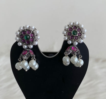 Black finish precious kemp-green pearl jhumkka dj-55014