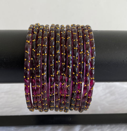 Set of 12 dark purple glass bangles(2.6) dj-52833