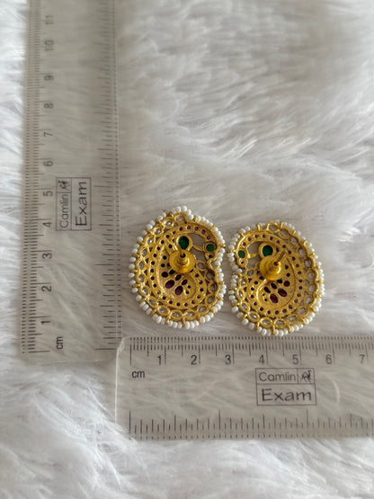 Matte finish kemp-green mango peacock stud/earrings dj-32617