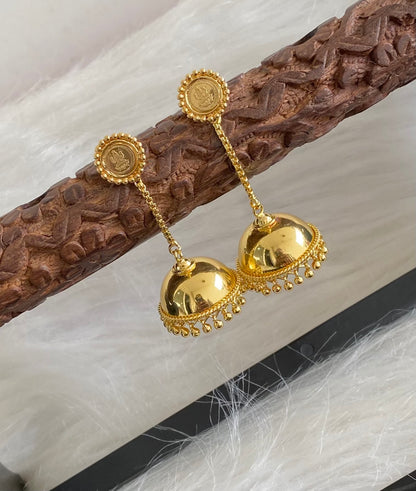 Gold tone kerala style lakshmi coin long jhumkka dj-54665
