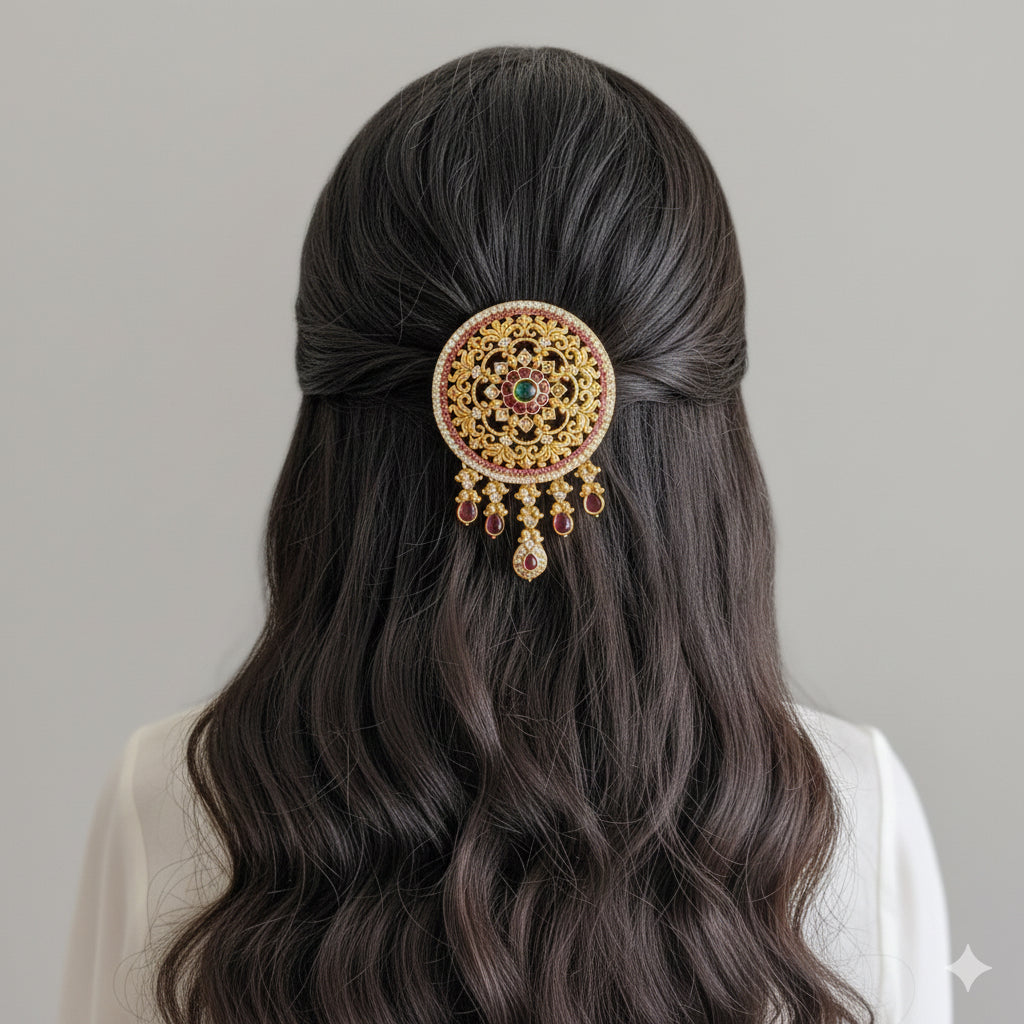 Matte finish kemp-green round hair jewel dj-52026