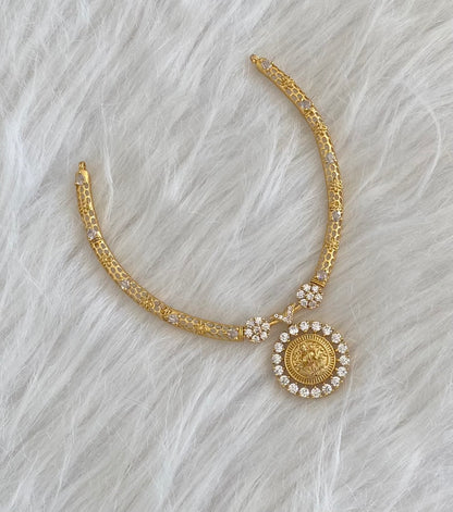 Gold tone white stone lakshmi necklace dj-54666