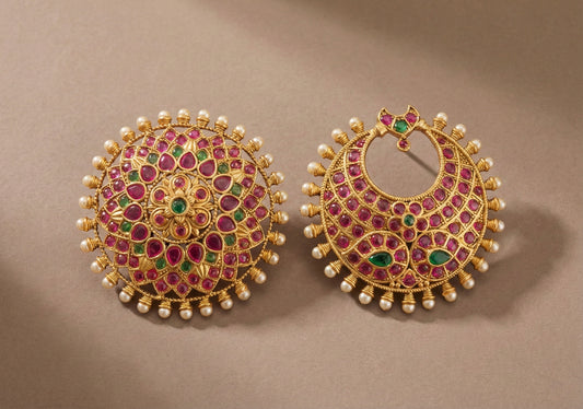 Antique kemp-green pearl big sun moon hair jewel dj-49118