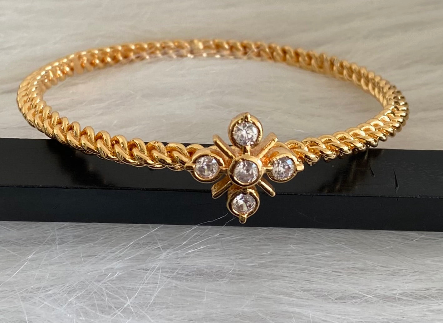 Gold tone AD white stone kada/bangle(2.4) Dj-53875