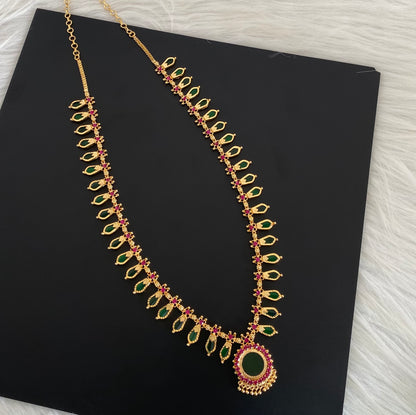 Gold tone pink-green nagapadam kerala style haar dj-54532
