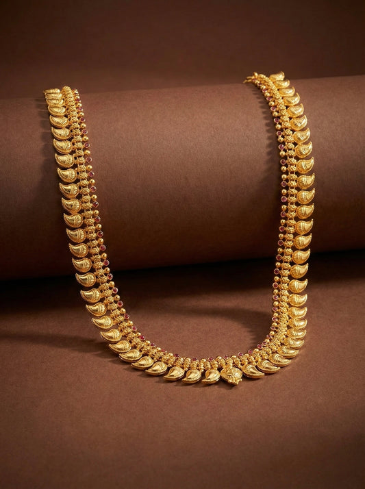 Gold look alike kerala style ad pink lakshmi mango haar dj-51639