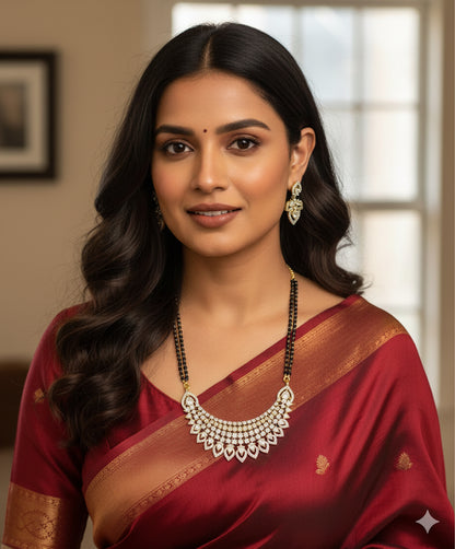Two tone cz white stone 18 inches mangalsutra set dj-52064