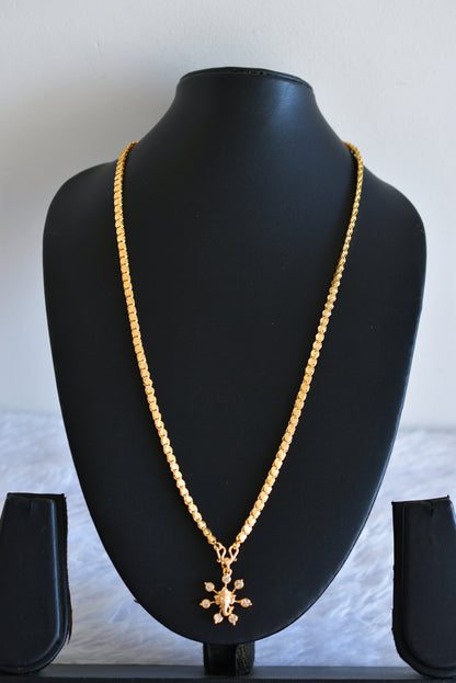 Gold tone 24 inches chain with AD Ganesha pendant dj-52250
