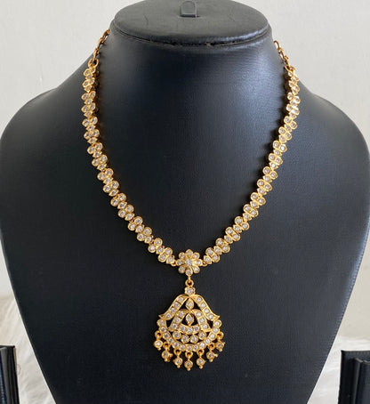Gold tone south indian AD white stone necklace dj-54920