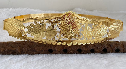 Gold tone peacock flower design adjustable waist belt dj-53468