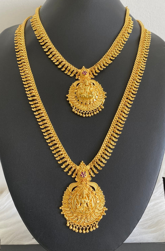 Gold tone ruby stone lakshmi mango combo set dj-54289