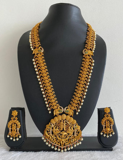 Matt Cz Ruby-green Meenakshi Sundareswar Thiru-kalyanam Haar Set DJ32763