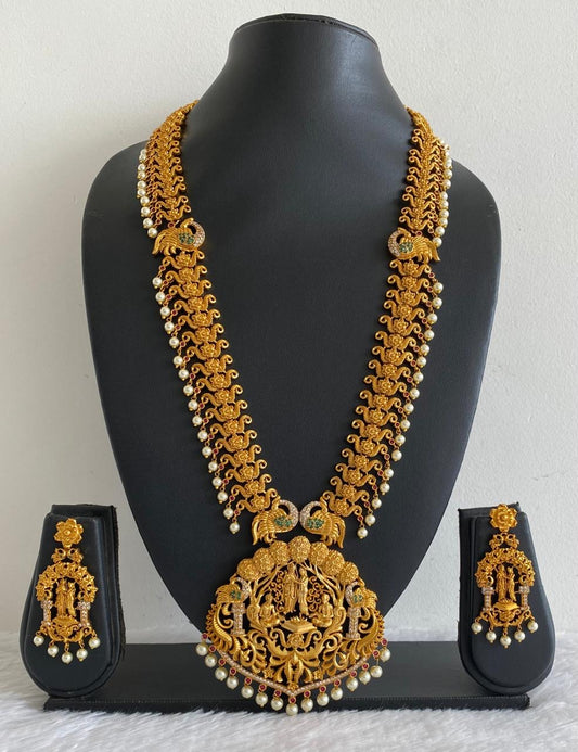 Matt Cz Ruby-green Meenakshi Sundareswar Thiru-kalyanam Haar Set DJ32763