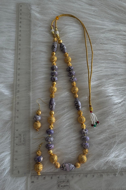 Matte finish purple beaded necklace set dj-51118