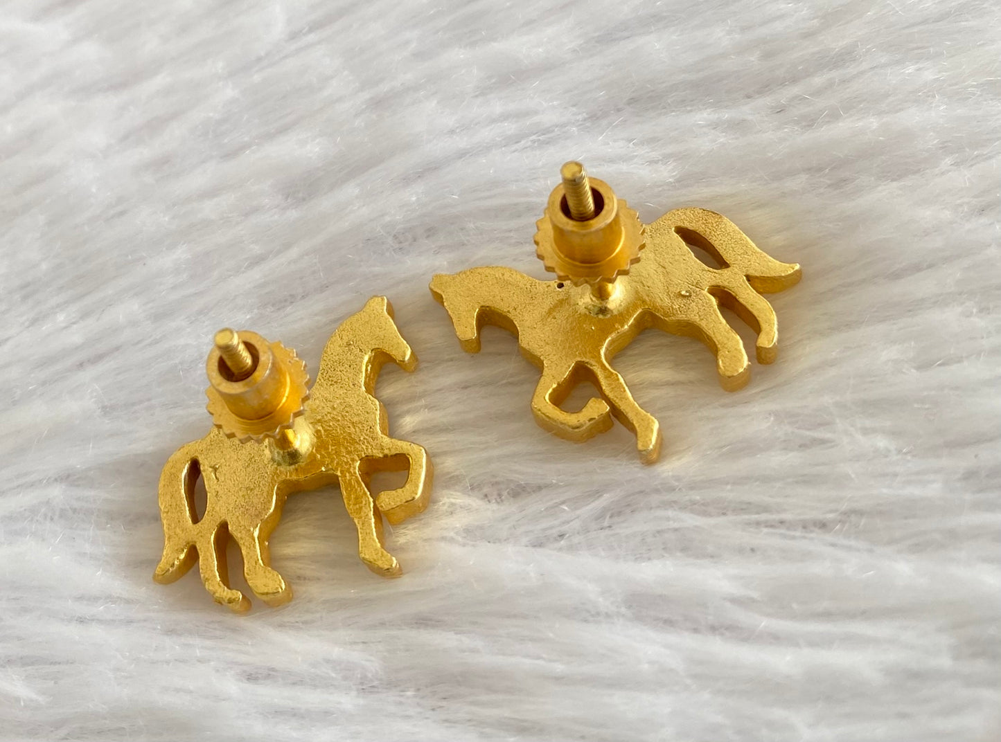 Gold tone pink kundan jadau horse earrings dj-53539