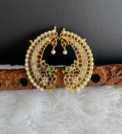 Gold tone precious kemp-green pearl khanpool peacock earrings dj-51449