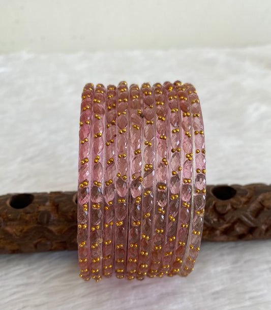 Set of 10 pale pink glass bangles(2.10) dj-52847