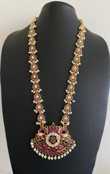 Gold tone precious kemp-green-white pearl peacock haar Dj-53356