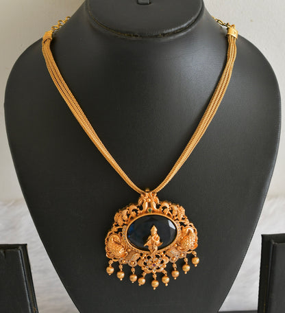 Matte finish big blue oval stone krishna choker/necklace dj-54018